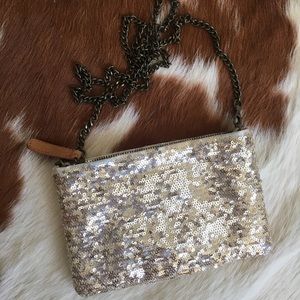 ⚡️J Crew gold sequined cross body purse
